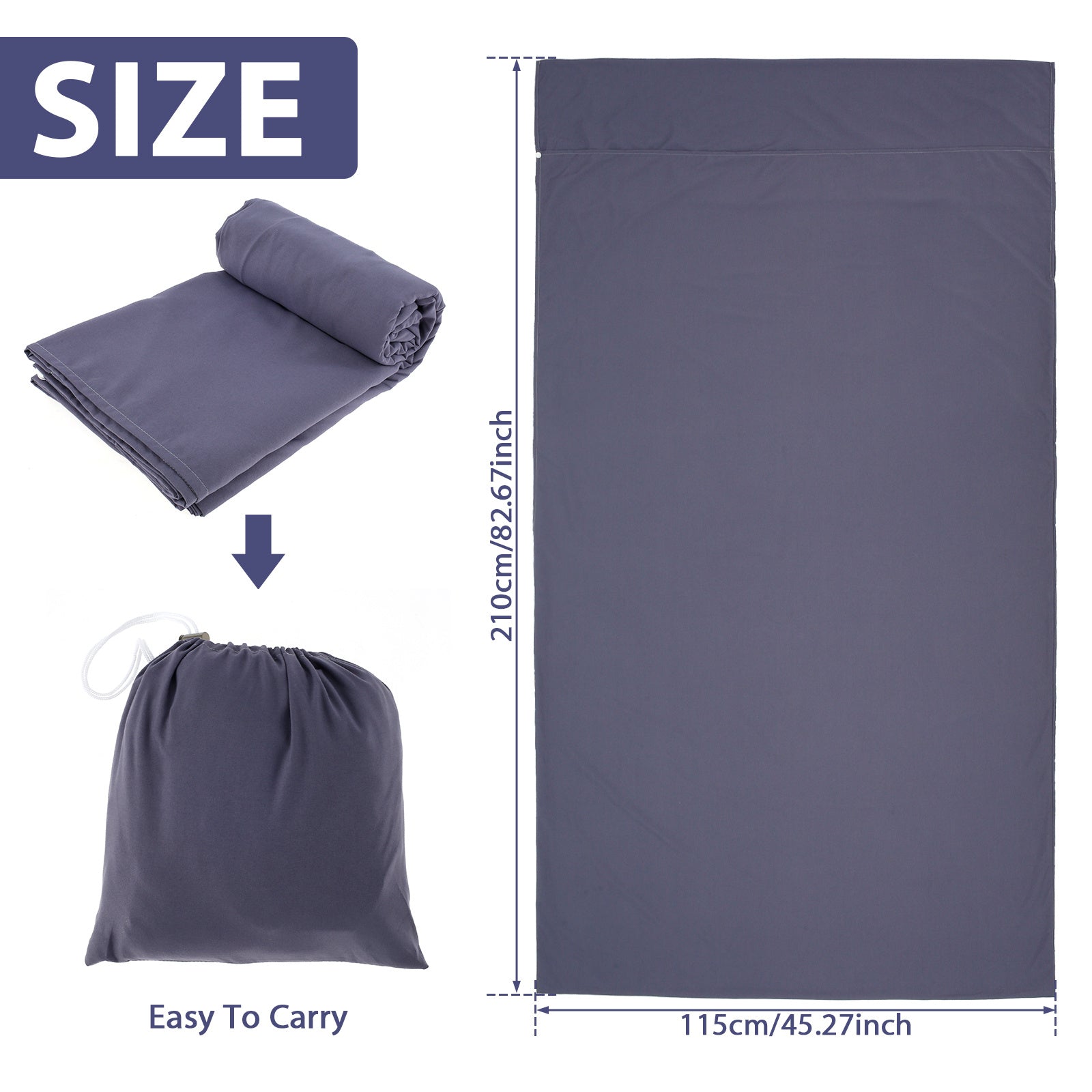 Portable Travel Sleeping Bag Liner with Pillow Pocket