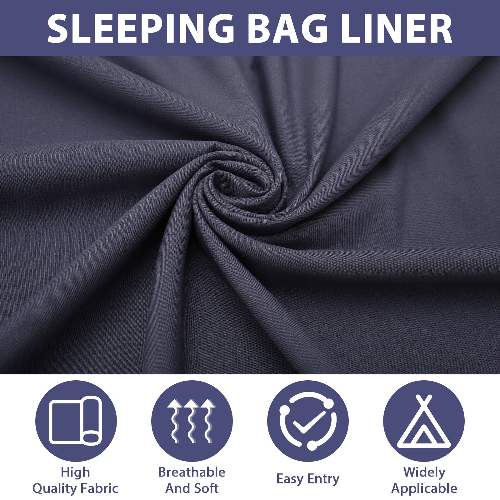 Portable Travel Sleeping Bag Liner with Pillow Pocket