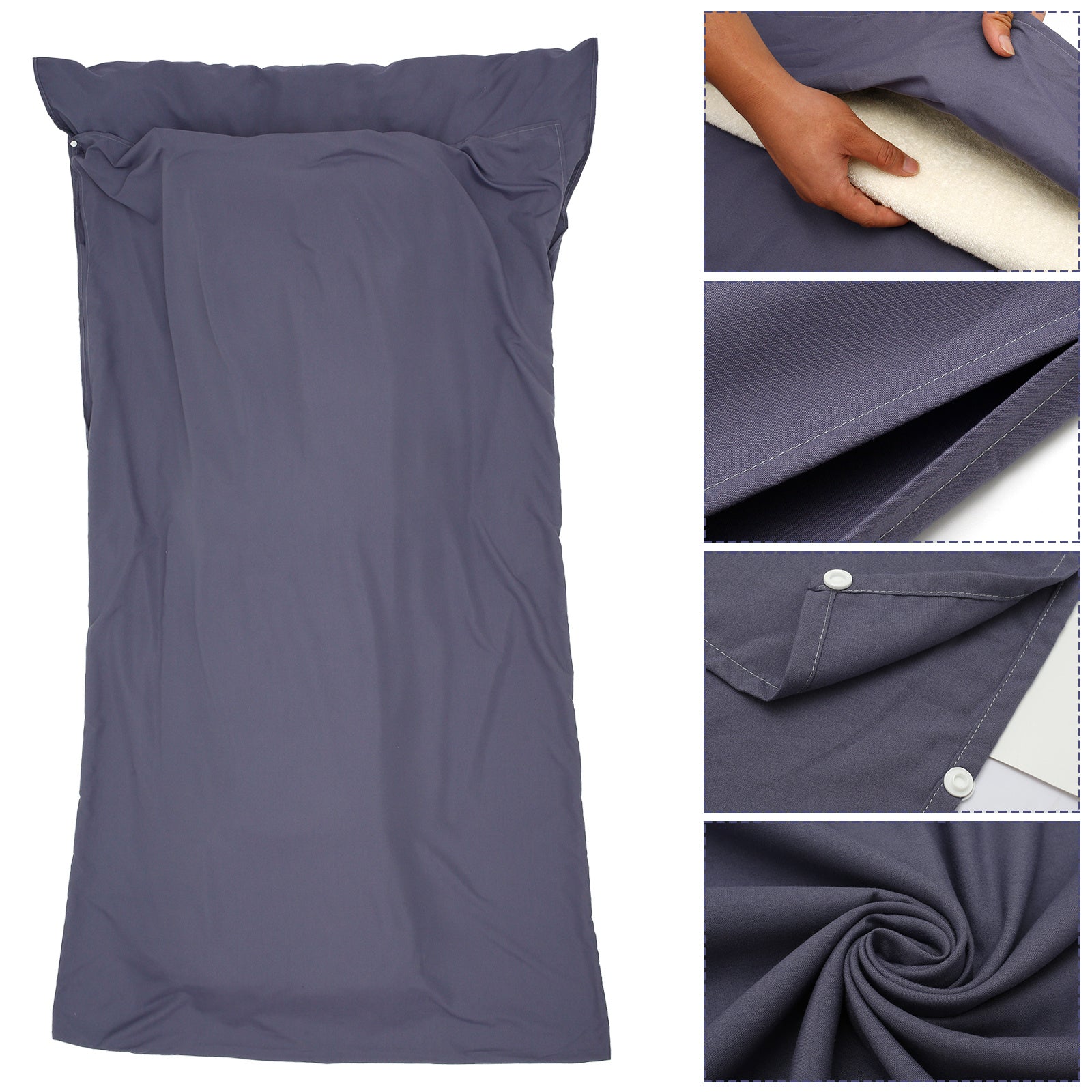 Portable Travel Sleeping Bag Liner with Pillow Pocket