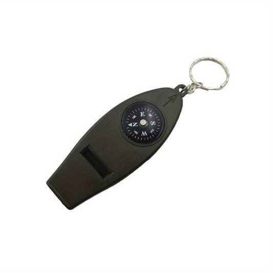 4 in 1 Outdoor Tool Camping Hiking Fishing Compass Whistle Thermometer Magnifier