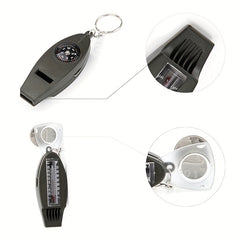 4 in 1 Outdoor Tool Camping Hiking Fishing Compass Whistle Thermometer Magnifier