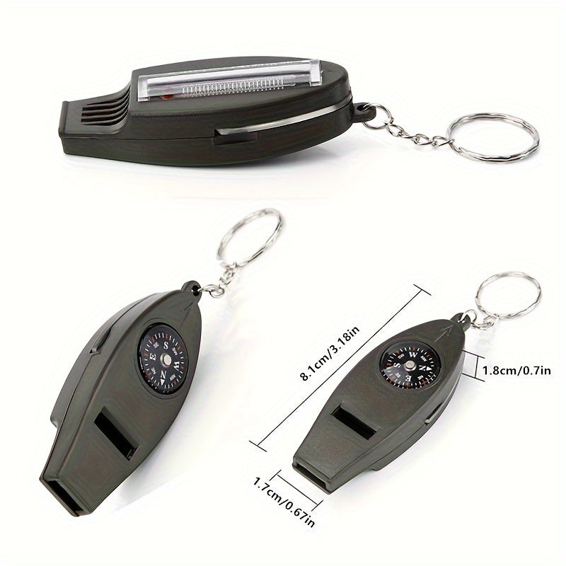 4 in 1 Outdoor Tool Camping Hiking Fishing Compass Whistle Thermometer Magnifier