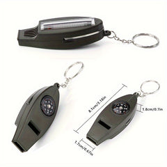 4 in 1 Outdoor Tool Camping Hiking Fishing Compass Whistle Thermometer Magnifier