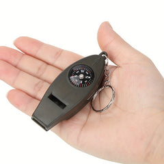 4 in 1 Outdoor Tool Camping Hiking Fishing Compass Whistle Thermometer Magnifier