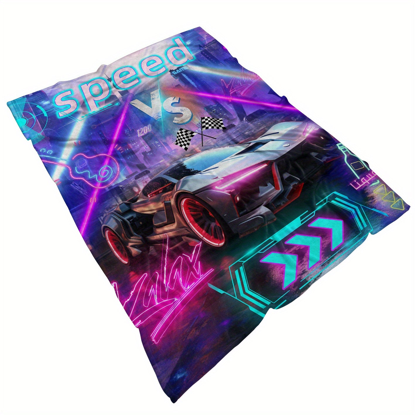 Track Car Print Blanket Lightweight Flannel Throw Blanket