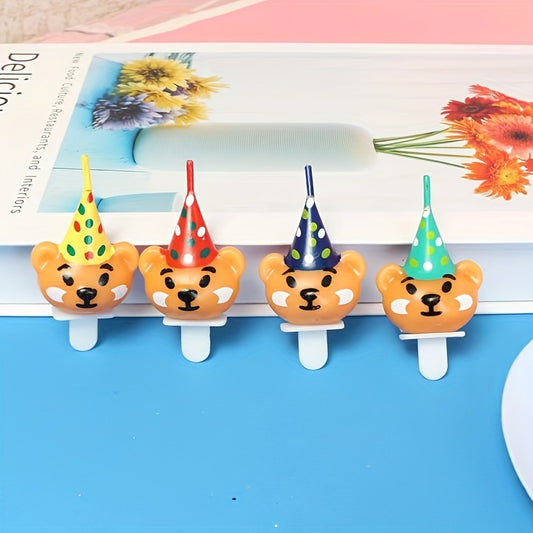 4pcs Bear Head Birthday Candles for Parties, Christmas, Theme Decor