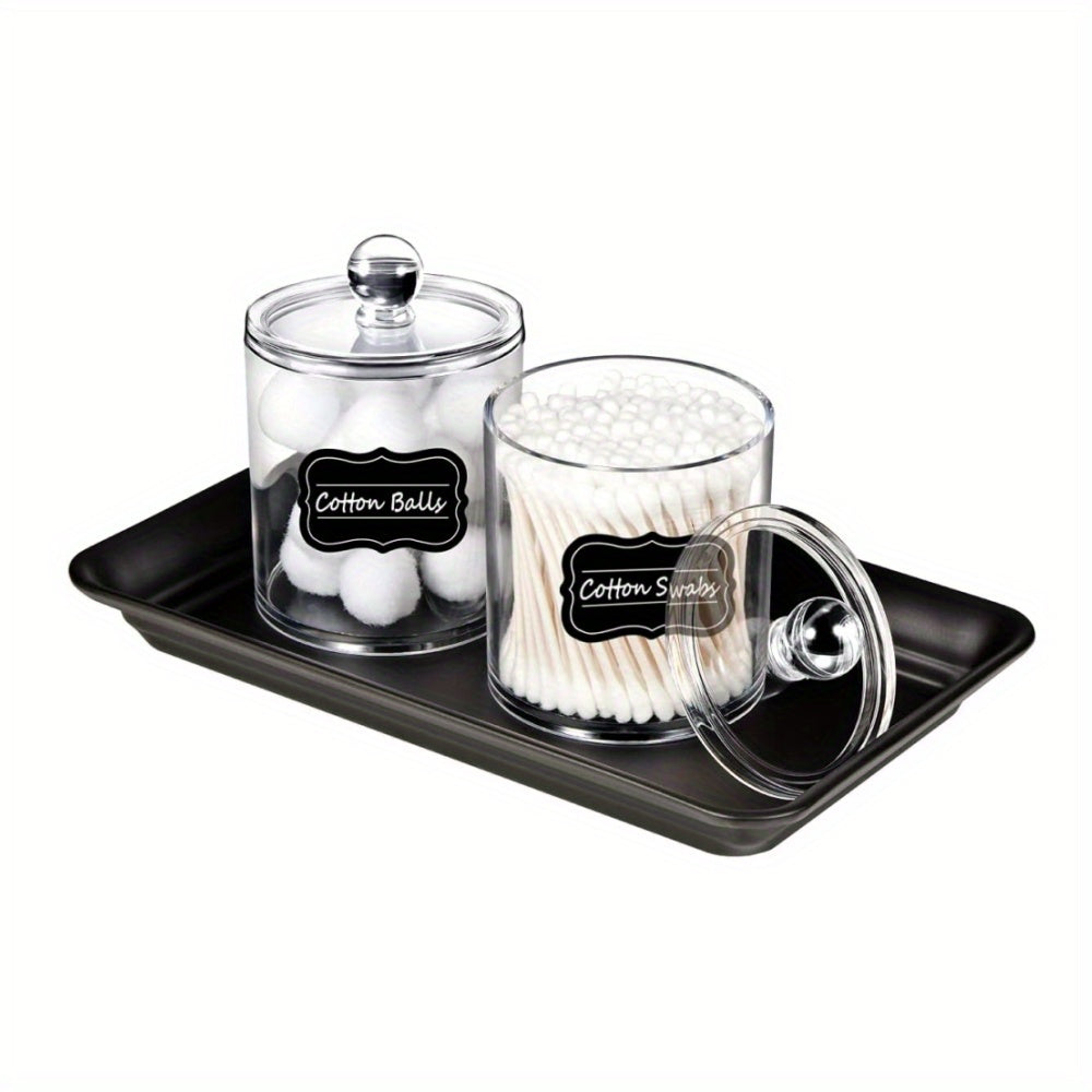 Clear Acrylic Storage Box for Bathroom Vanity, Cotton Swab Dispenser