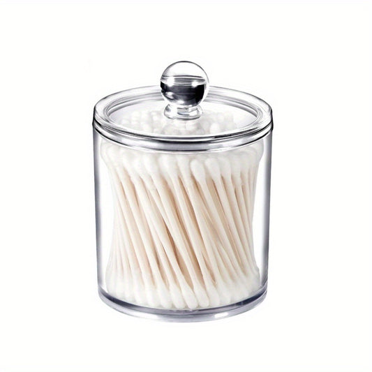 Clear Acrylic Storage Box for Bathroom Vanity, Cotton Swab Dispenser