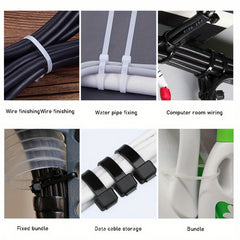 200 Pack 4mmx19 Heavy Duty Clear Zip Ties - Outdoor Wire Binding