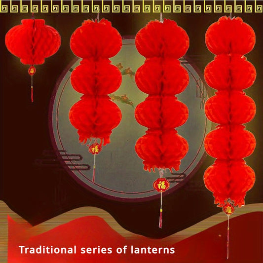 Red Plastic Lantern String Spring Decor Supplies