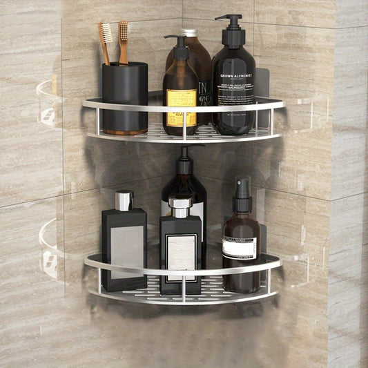 Marine Bathroom Storage Rack No Drilling Wall Mounted Corner Rack