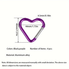 10pcs Heart Shaped Keychain Aluminum Alloy Spring Snap Hook