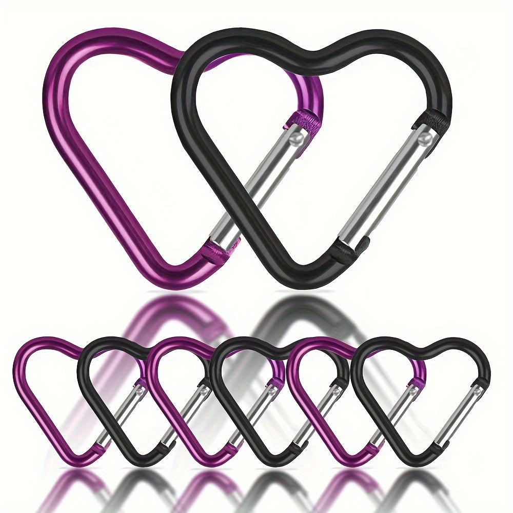 10pcs Heart Shaped Keychain Aluminum Alloy Spring Snap Hook