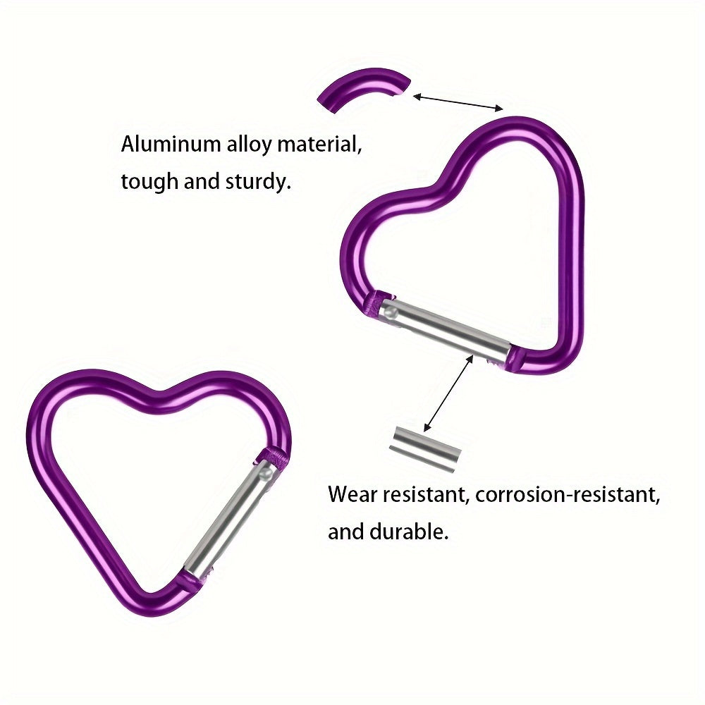10pcs Heart Shaped Keychain Aluminum Alloy Spring Snap Hook