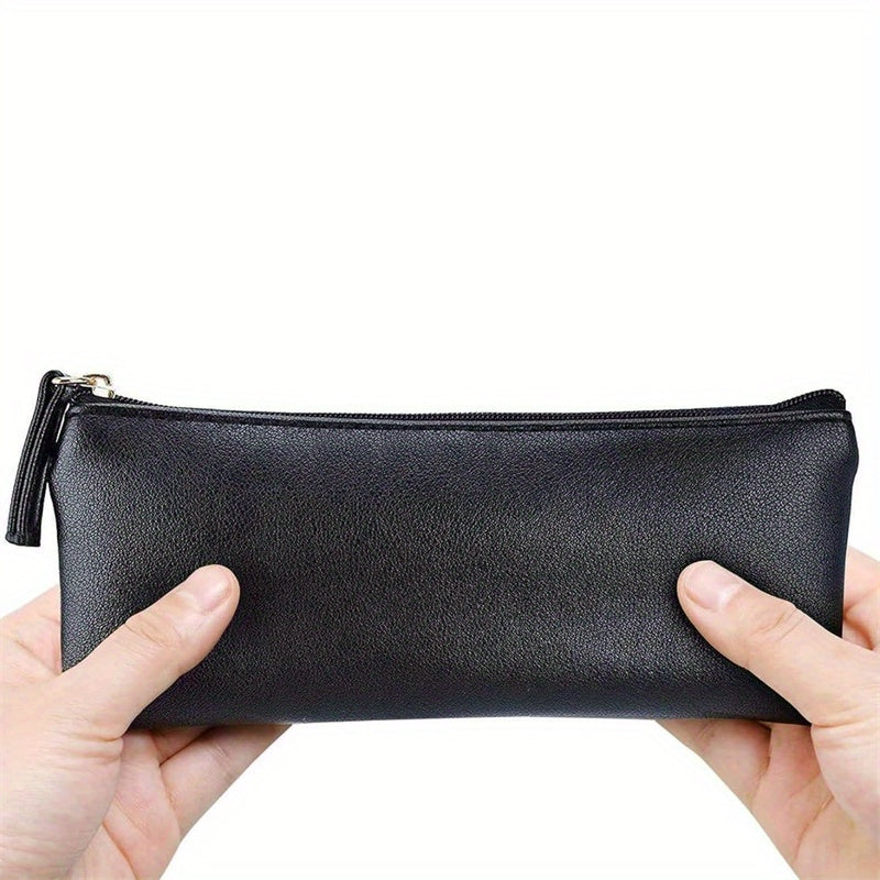 2pcs PU Leather Pencil Case Small Zipper Pouch for Pens Markers Makeups