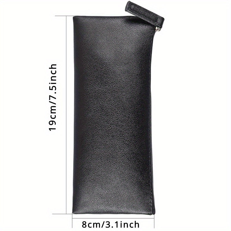 2pcs PU Leather Pencil Case Small Zipper Pouch for Pens Markers Makeups