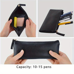 2pcs PU Leather Pencil Case Small Zipper Pouch for Pens Markers Makeups
