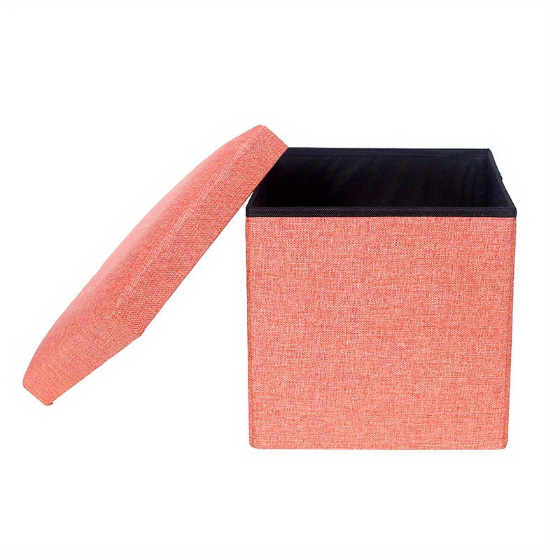 Foldable Storage Stool Cotton Linen Storage Box Shoe Changing Stool