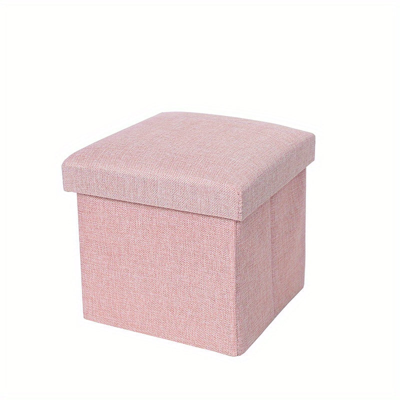 Foldable Storage Stool Cotton Linen Storage Box Shoe Changing Stool