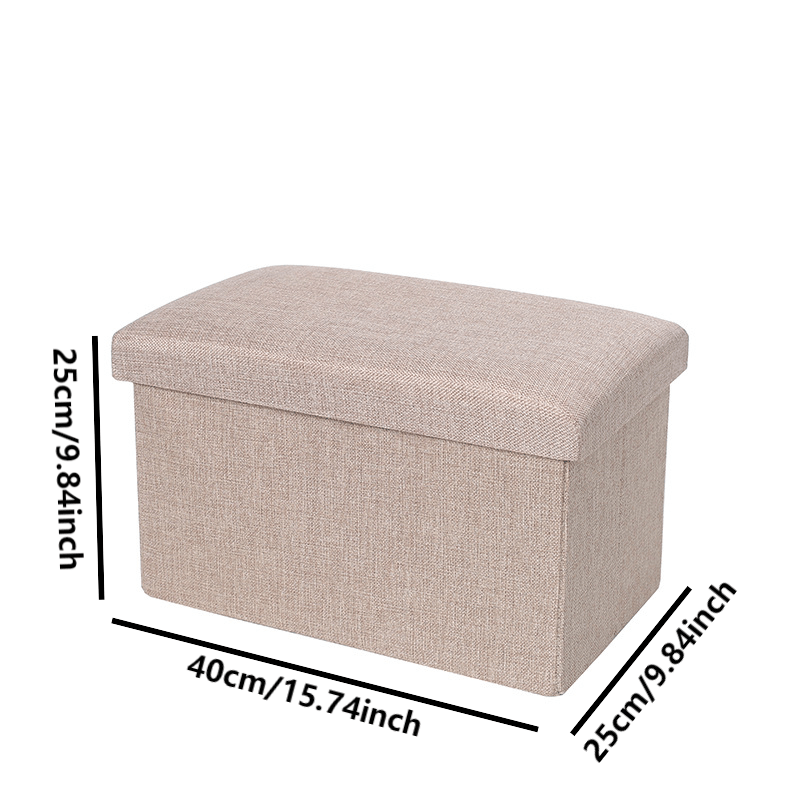 Foldable Storage Stool Cotton Linen Storage Box Shoe Changing Stool