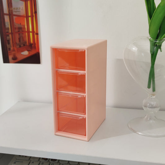 1pc Transparent Drawer Four grid Desktop Storage Box For Cosmetics