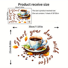 PVC Coffee Cup Kitchen Wall Sticker - Decorative Decal