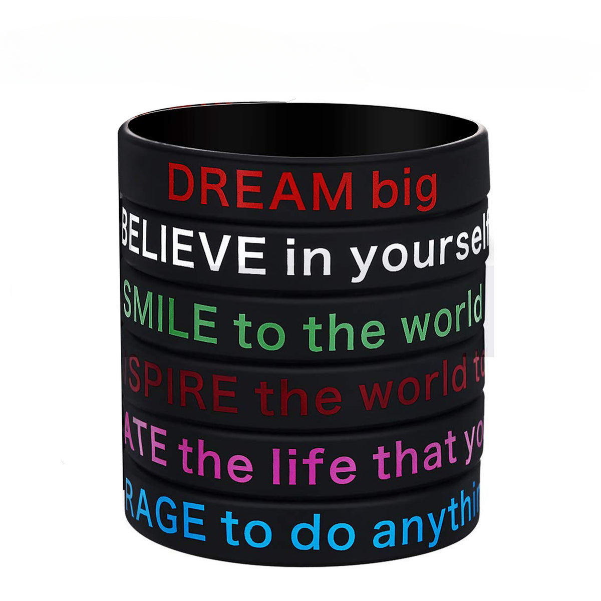 12 Pcs Inspirational Slogan Silicone Bracelet Set 20 32x1 22 Cm