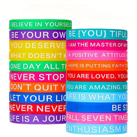 20pcs Inspirational Quotes Silicone Bracelet Encouragement Wristband