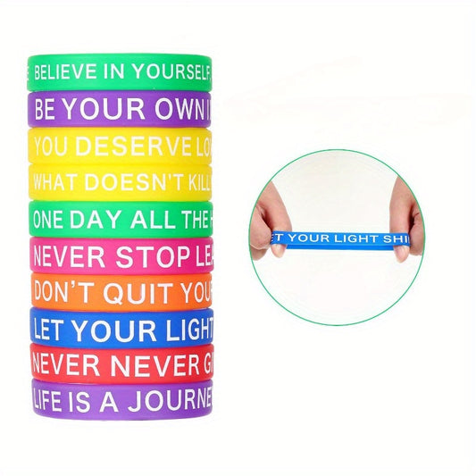 20pcs Inspirational Quotes Silicone Bracelet Encouragement Wristband
