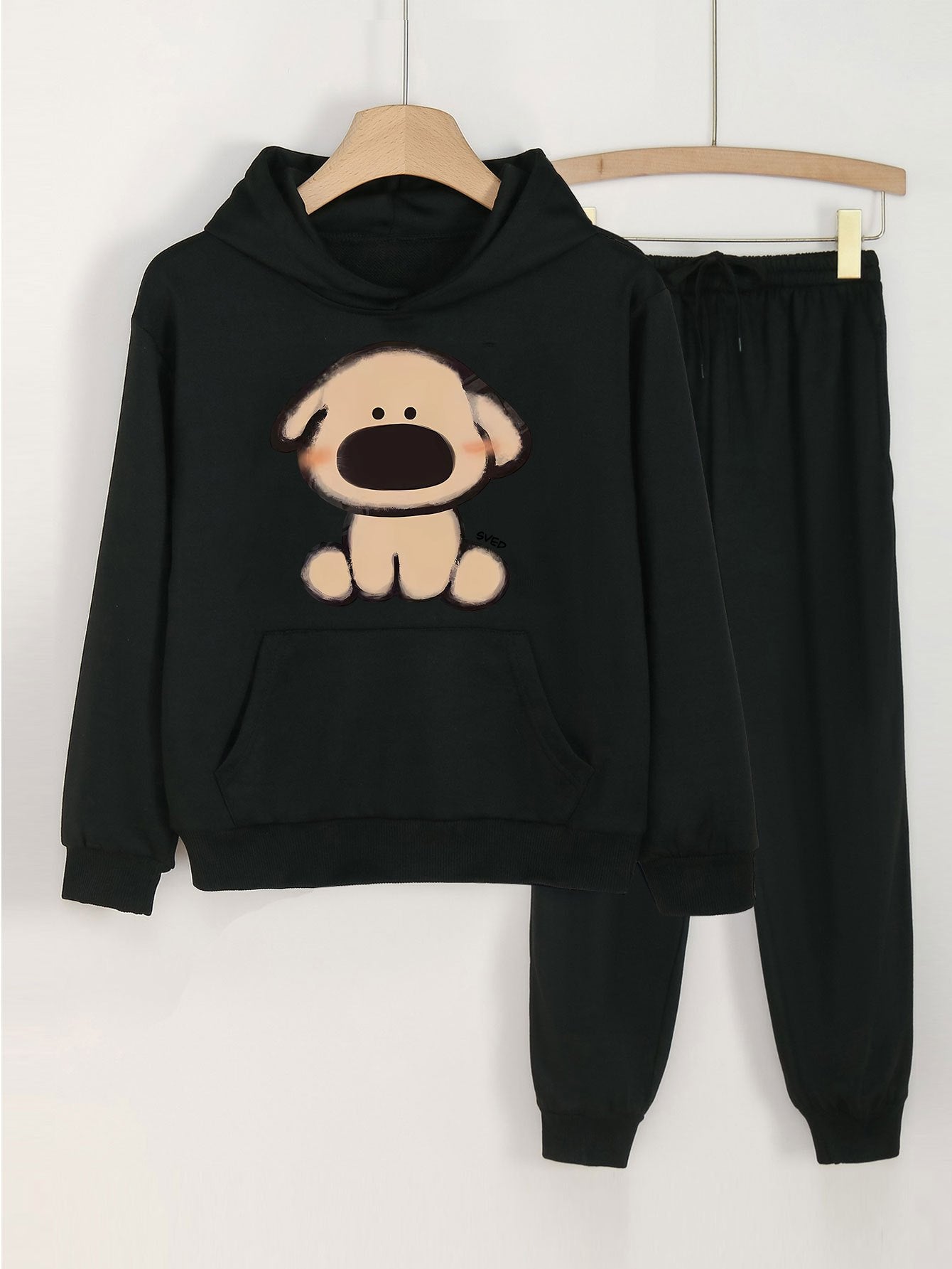 2pcs Chubby Puppy Hoodie & Jogger Set Girls Spring Fall Sports Gift