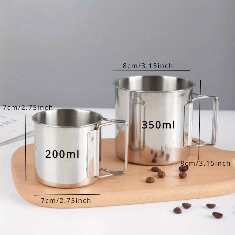 Stainless Steel Folding Handle Water Cup for Outdoor Camping