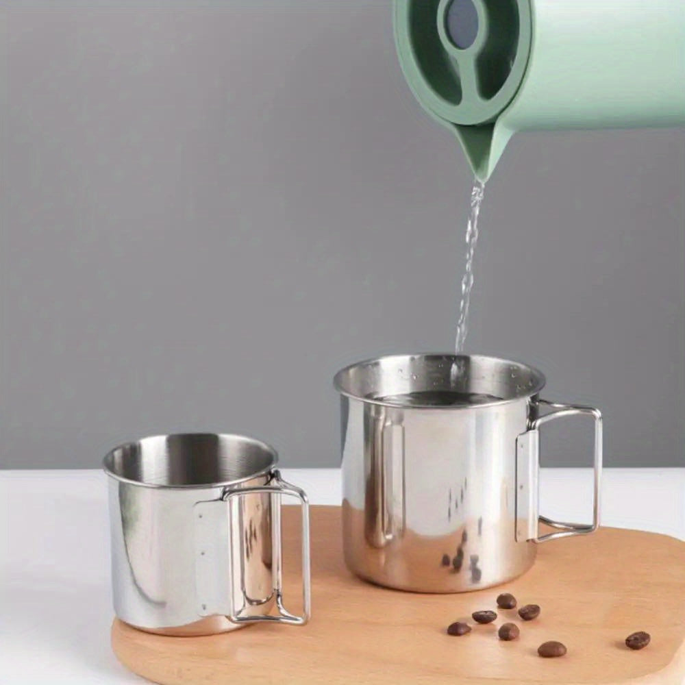 Stainless Steel Folding Handle Water Cup for Outdoor Camping