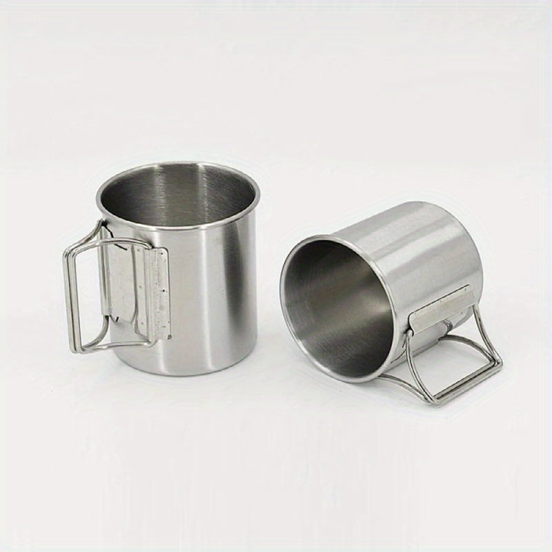 Stainless Steel Folding Handle Water Cup for Outdoor Camping