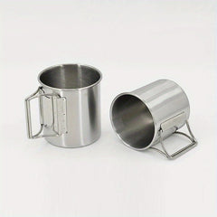 Stainless Steel Folding Handle Water Cup for Outdoor Camping