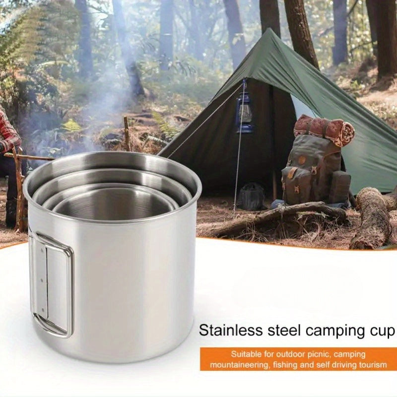 Stainless Steel Folding Handle Water Cup for Outdoor Camping
