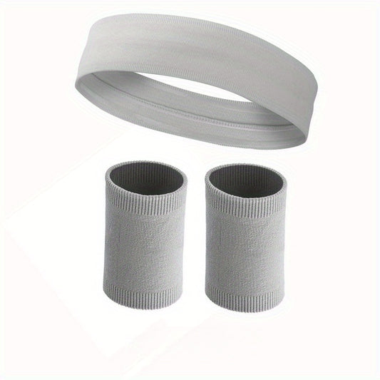 Sports Fitness Sweatband Wristband Set Non slip Headband For Men And Women