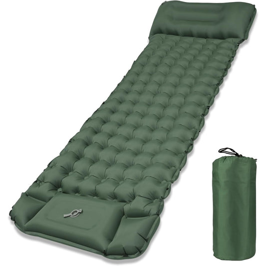 Self Inflating Camping Mat Single Air Mattress With Foot Press Pump And Pillow