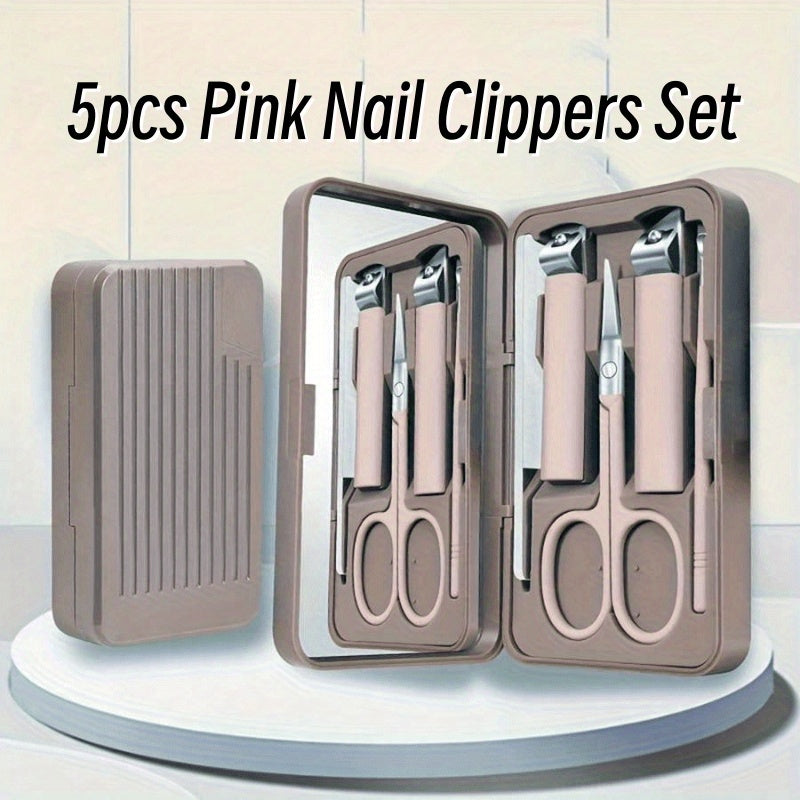 Portable Nail Clippers Fingernail & Toenail Cutter Manicure Tool 5pcs Set