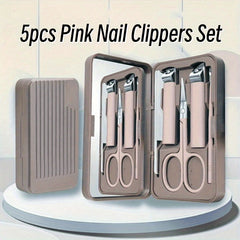 Portable Nail Clippers Fingernail & Toenail Cutter Manicure Tool 5pcs Set