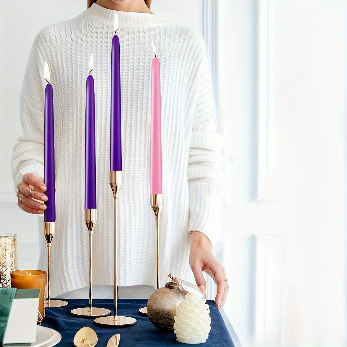 4pcs Tapered Candles Set, Fragrance 25 Dinner Candles, 8 Hours Burn