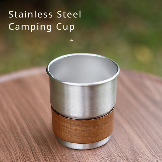 304 Stainless Steel Cup with Walnut Wood Cover for Outdoor Camping