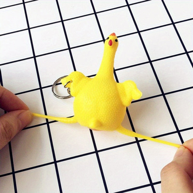Funny Squeeze Chicken Laying Egg Keychain Anti Stress Tricky Toys Gag