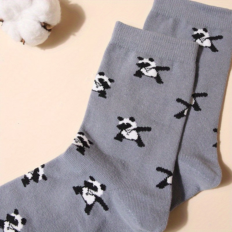 Men's Panda Cotton Crew Socks, 2 Pairs