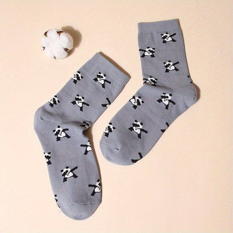 Men's Panda Cotton Crew Socks, 2 Pairs