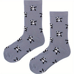 Men's Panda Cotton Crew Socks, 2 Pairs
