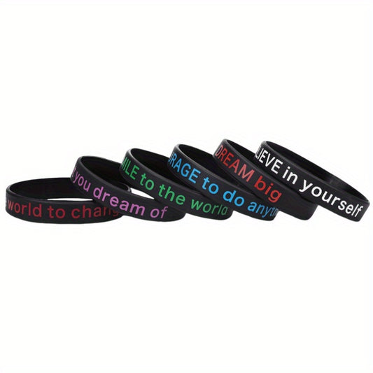 12 Pcs Slogan Rubber Wristband Bracelet 20 32x1 22 Cm