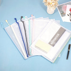 28pcs A4 Mesh Zipper Pouch Waterproof Document Bag