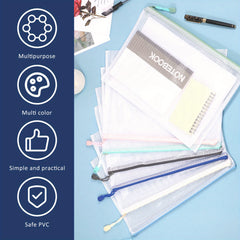 28pcs A4 Mesh Zipper Pouch Waterproof Document Bag