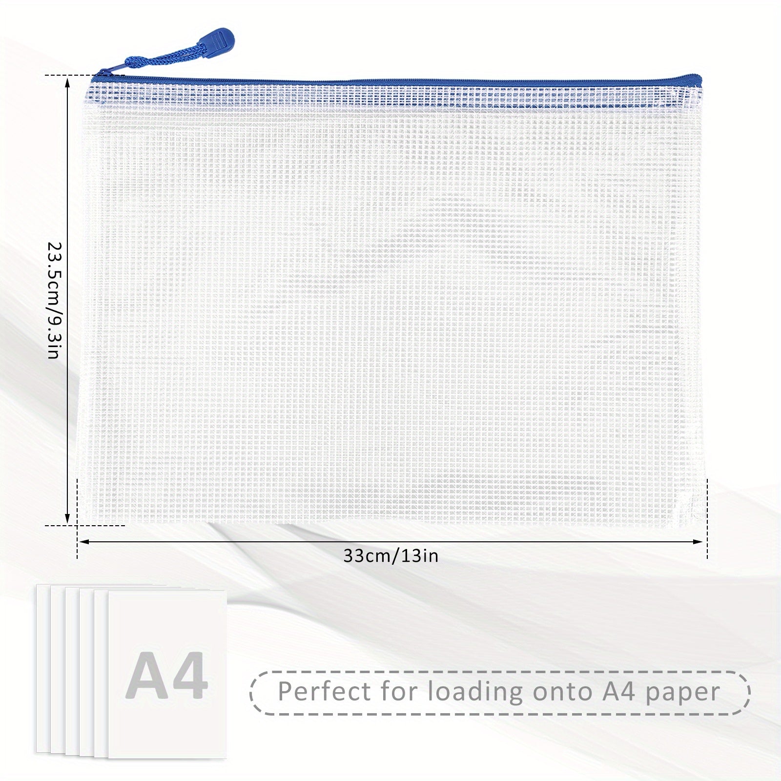 28pcs A4 Mesh Zipper Pouch Waterproof Document Bag
