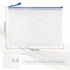 28pcs A4 Mesh Zipper Pouch Waterproof Document Bag